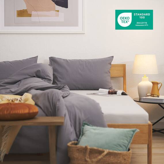 Blumtal Luxus Spannbettlaken 180x200cm Boxspringbett bis 40cm Höhe - Oeko-Tex Zertifizierte Baumwoll Bettlaken 180x200 Boxspringbett - Spannbettlaken 180x200cm Baumwolle - Anthrazite