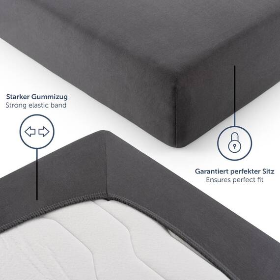 Blumtal® Basics Spannbettlaken Topper 180x200cmJersey - Bettlaken 180x200cm aus 100% Baumwolle - Oeko-TEX zertifiziertes Spannbetttuch 180x200cm - Spannbettlaken 180x200cm Topper - Anthrazit