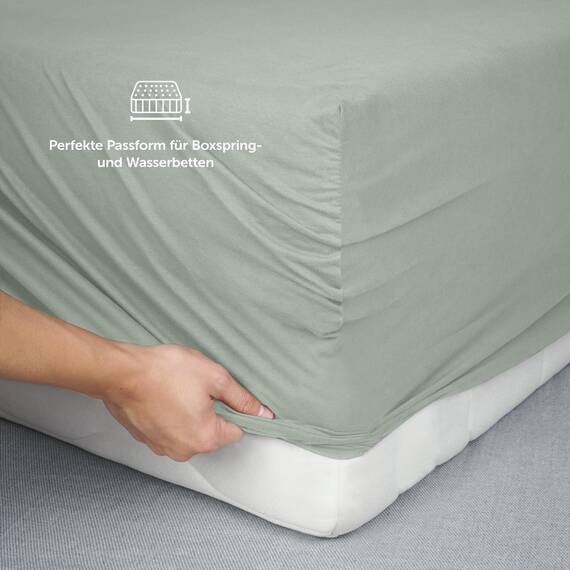 Blumtal Luxus Spannbettlaken 180x200cm Boxspringbett bis 40cm Höhe - Oeko-Tex Zertifizierte Baumwoll Bettlaken 180x200 Boxspringbett - Spannbettlaken 180x200cm Baumwolle - Summer Green