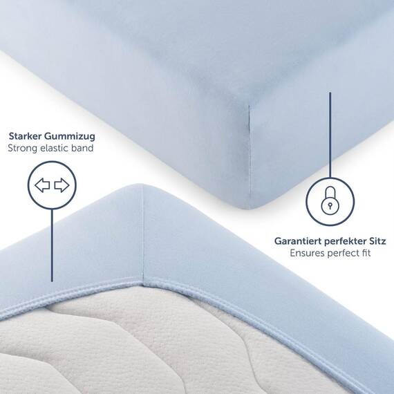 Blumtal® Basics Spannbettlaken 200x200cm Jersey im 2er Set - Bettlaken 200x200 Baumwolle - Oeko-TEX zertifiziertes Spannbetttuch 200x200cm - Matratzenbezug 200x200cm - Leintuch - Hellblau