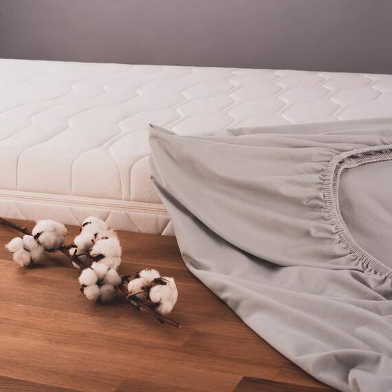 Blumtal Basics Jersey Topper Spannbettlaken 200 x 200 cm - Oeko-TEX Zertifiziert - 100% Baumwolle - für bis zu 7 cm hohe Topper - Moonlight Grey - Grau