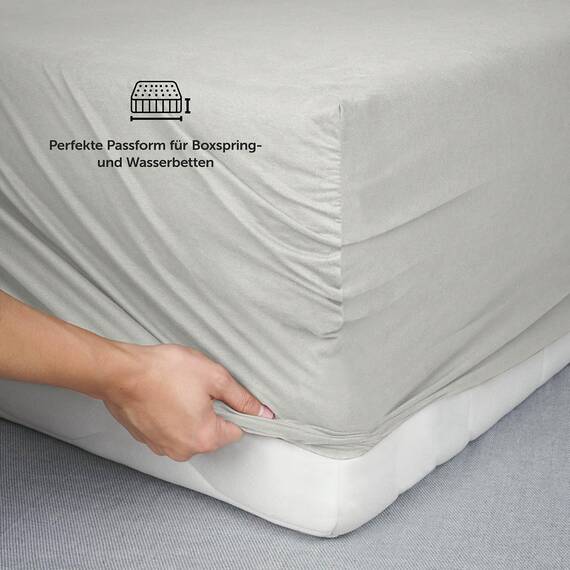 Blumtal Luxus Spannbettlaken 200x200 Boxspringbett 2er Set bis 40cm Höhe - Oeko-Tex Zertifizierte Baumwoll Bettlaken - Spannbettlaken 200x200 Baumwolle - Moonlight Grey