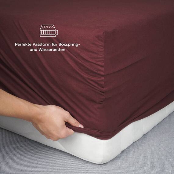 Blumtal Luxus Boxspringbett Spannbettlaken 180x200cm - 200x220, bis 40cm Höhe - Oeko-Tex Zertifizierte Baumwoll Bettlaken - 180x200 I 180x220 I 200x200 für Boxspring- & Wasserbett, Aubergine