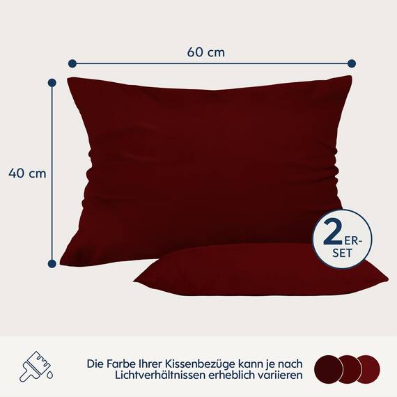 Dreamzie Kissenbezug 40x60 Burgunderrot 2er Set Mikrofaser Oeko-TEX Zertifiziert Kopfkissenbezug 40x60 Weich