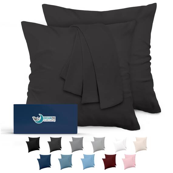 Dreamzie Kissenbezug 60x60 Dunkelgrau 2er Set Mikrofaser Oeko-TEX Zertifiziert Kopfkissenbezug 60x60 Weich