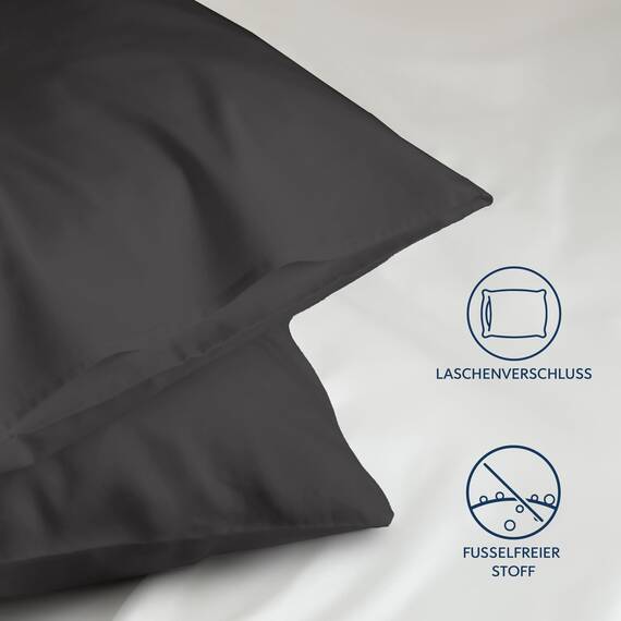 Kissenbezug 40x70 Dunkelgrau 2er Set Mikrofaser Oeko-TEX Zertifiziert Dreamzie - Kopfkissenbezug 40x70 Weich