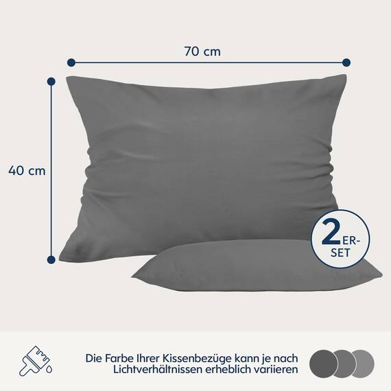 Kissenbezug 40x70 Anthrazit 2er Set Mikrofaser Oeko-TEX Zertifiziert Dreamzie - Kopfkissenbezug 40x70 Weich
