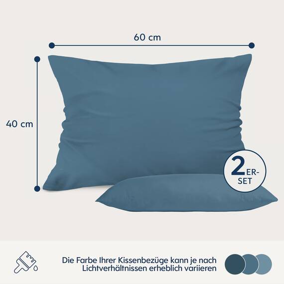 Dreamzie Kissenbezug 40x60 Blau 2er Set Mikrofaser Oeko-TEX Zertifiziert Kopfkissenbezug 40x60 Weich
