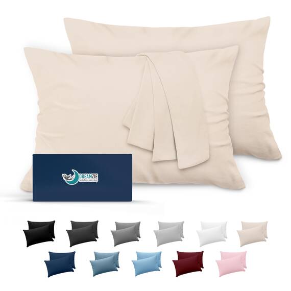 Dreamzie Kissenbezug 50x75 Beige 2er Set Mikrofaser Oeko-TEX Zertifiziert Kopfkissenbezug 50x75 Weich