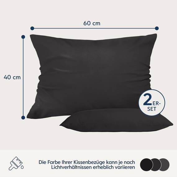 Dreamzie Kissenbezug 40x60 Dunkelgrau 2er Set Mikrofaser Oeko-TEX Zertifiziert Kopfkissenbezug 40x60 Weich