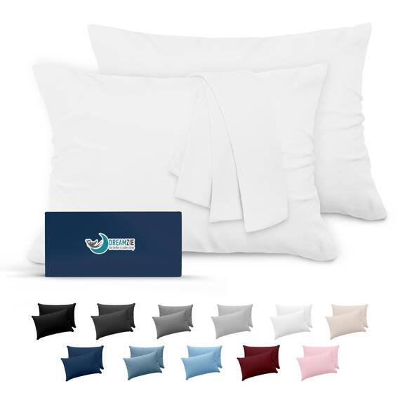 Dreamzie Kissenbezug 40x70 Weiß 2er Set Mikrofaser Oeko-TEX Zertifiziert Kopfkissenbezug 40x70 Weich