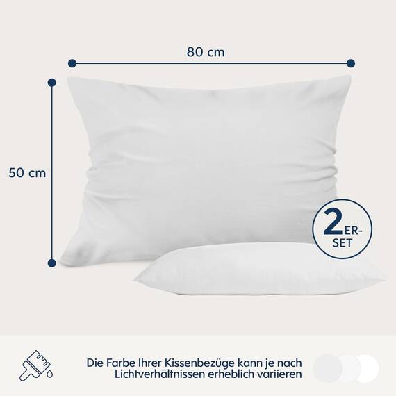 Kissenbezug 50x80 Weiß 2er Set Mikrofaser Oeko-TEX Zertifiziert Dreamzie - Kopfkissenbezug 50x80 Weich