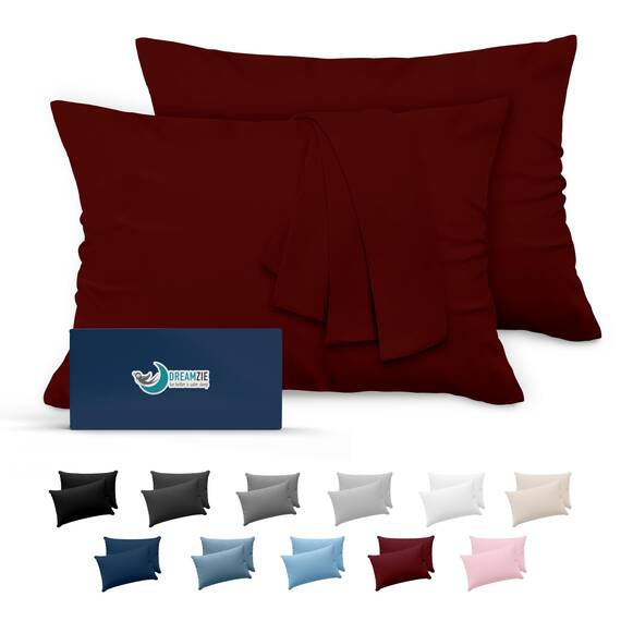 Dreamzie Kissenbezug 40x60 Burgunderrot 2er Set Mikrofaser Oeko-TEX Zertifiziert Kopfkissenbezug 40x60 Weich