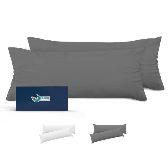 Kissenbezug 40x135 Anthrazit 2er Set Mikrofaser Oeko-TEX Zertifiziert Dreamzie - Kopfkissenbezug 40x135 Weich