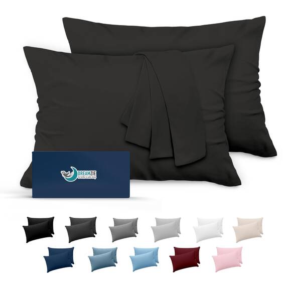Kissenbezug 50x75 Dunkelgrau 2er Set Mikrofaser Oeko-TEX Zertifiziert Dreamzie - Kopfkissenbezug 50x75 Weich