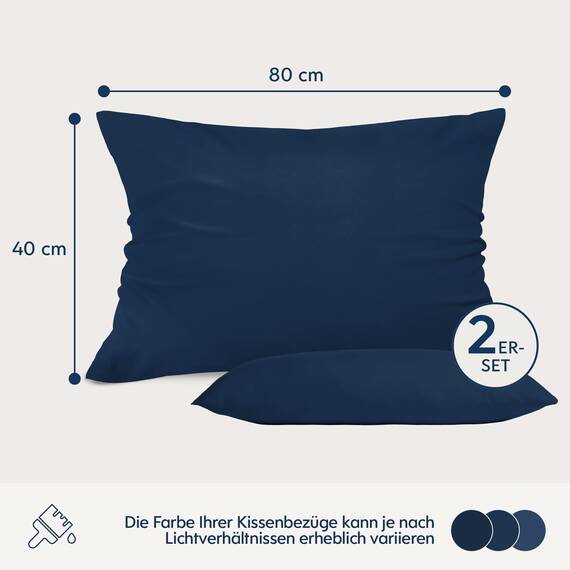 Dreamzie Kissenbezug 40x80 Dunkelblau 2er Set Mikrofaser Oeko-TEX Zertifiziert Kissenbezüge 40x80 Weich