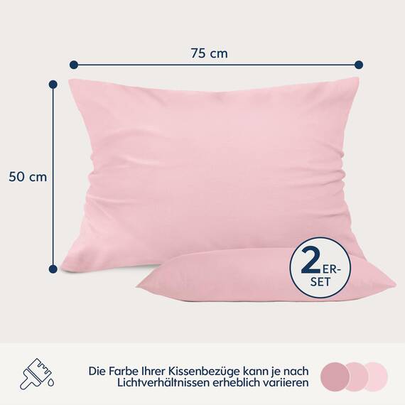 Kissenbezug 50x75 Rosa 2er Set Mikrofaser Oeko-TEX Zertifiziert Dreamzie - Kopfkissenbezug 50x75 Weich