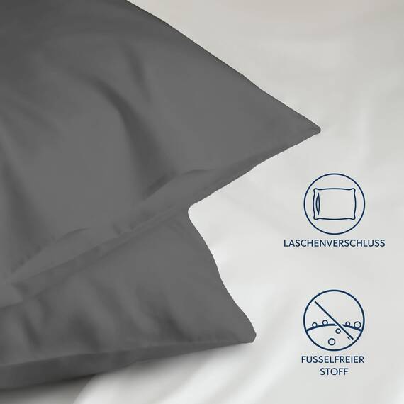 Kissenbezug 40x135 Anthrazit 2er Set Mikrofaser Oeko-TEX Zertifiziert Dreamzie - Kopfkissenbezug 40x135 Weich