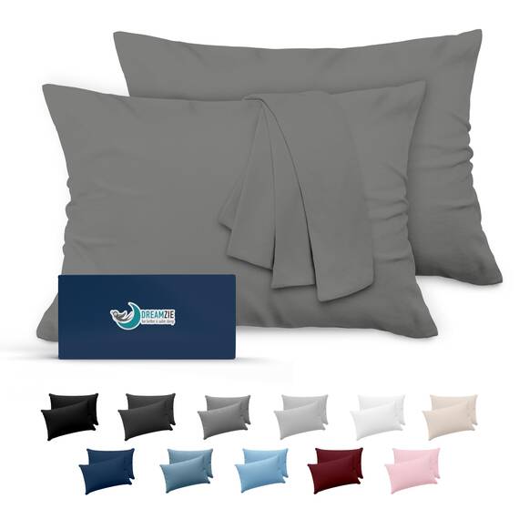 Kissenbezug 40x60 Anthrazit 2er Set Mikrofaser Oeko-TEX Zertifiziert Dreamzie - Kopfkissenbezug 40x60 Weich