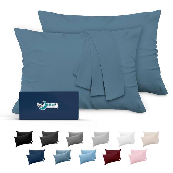 Kissenbezug 50x75 Blau 2er Set Mikrofaser Oeko-TEX Zertifiziert Dreamzie - Kopfkissenbezug 50x75 Weich