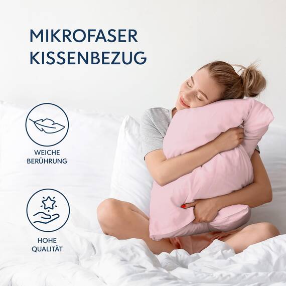 Kissenbezug 50x75 Rosa 2er Set Mikrofaser Oeko-TEX Zertifiziert Dreamzie - Kopfkissenbezug 50x75 Weich