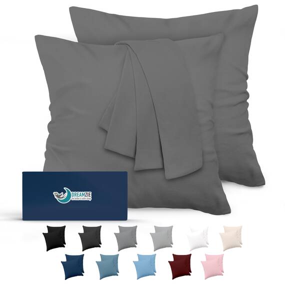 Kissenbezug 60x60 Anthrazit 2er Set Mikrofaser Oeko-TEX Zertifiziert Dreamzie - Kopfkissenbezug 60x60 Weich