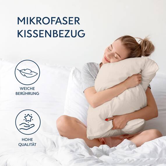 Kissenbezug 50x80 Beige 2er Set Mikrofaser Oeko-TEX Zertifiziert Dreamzie - Kopfkissenbezug 50x80 Weich
