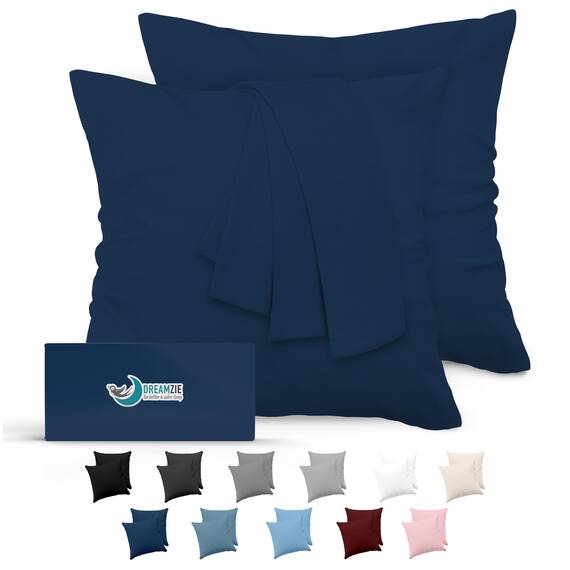 Kissenbezug 80x80 Dunkelblau 2er Set Mikrofaser Oeko-TEX Zertifiziert Dreamzie - Kissenbezüge 80x80 Weich