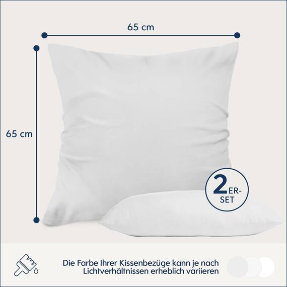 Kissenbezug 65x65 Weiß 2er Set Mikrofaser Oeko-TEX Zertifiziert Dreamzie - Kopfkissenbezug 65x65 Weich