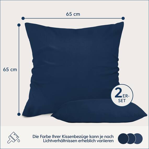 Kissenbezug 65x65 Dunkelblau 2er Set Mikrofaser Oeko-TEX Zertifiziert Dreamzie - Kopfkissenbezug 65x65 Weich