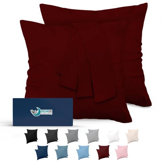 Kissenbezug 80x80 Burgunderrot 2er Set Mikrofaser Oeko-TEX Zertifiziert Dreamzie - Kopfkissenbezug 80x80 Weich