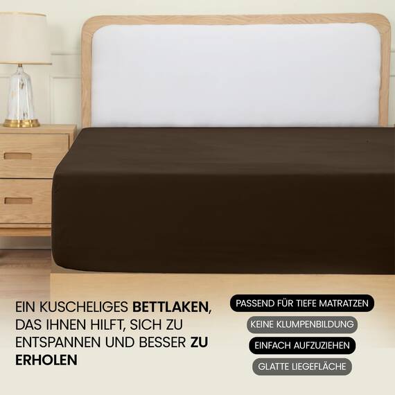 Utopia Bedding - Spannbettlaken 140x200cm - Braun - Gebürstete Polyester-Mikrofaser Spannbetttuch - 35 cm Tiefe Tasche