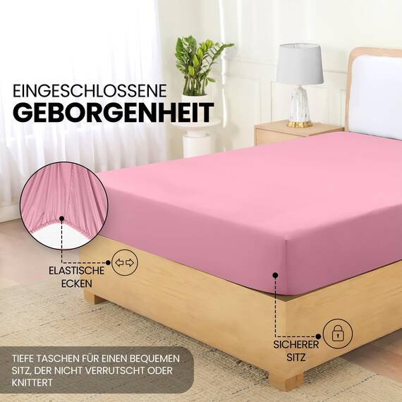 Utopia Bedding - Spannbettlaken 90x200cm - Rosa - Gebürstete Polyester-Mikrofaser Spannbetttuch - 35 cm Tiefe Tasche