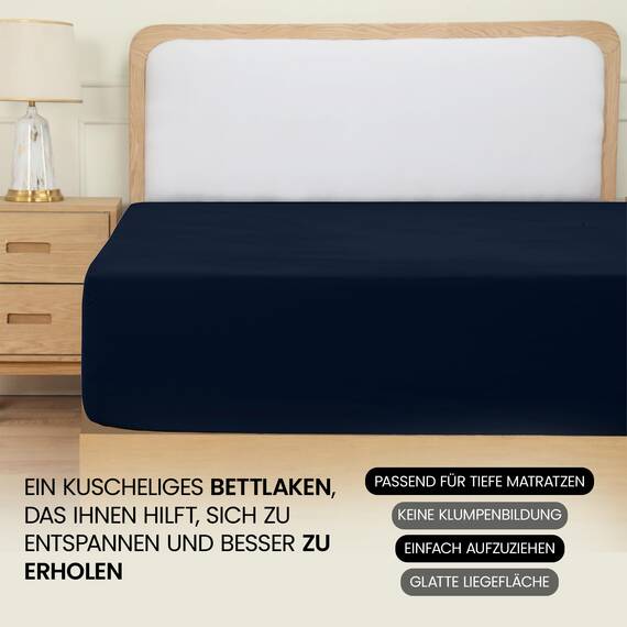 Utopia Bedding - Spannbettlaken 80x200cm - Marineblau - Gebürstete Mikrofaser Spannbetttuch - 35 cm Tiefe Tasche