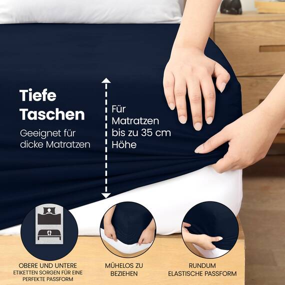Utopia Bedding - Spannbettlaken 90x200cm - Marineblau - Gebürstete Polyester-Mikrofaser Spannbetttuch - 35 cm Tiefe Tasche