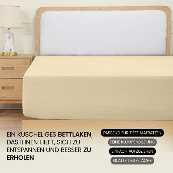Utopia Bedding - Spannbettlaken 200x200cm - Beige - Gebürstete Polyester-Mikrofaser Spannbetttuch - 35 cm Tiefe Tasche