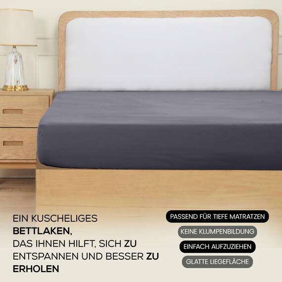 Utopia Bedding - Topper Spannbettlaken 140x200cm - Grau - Gebürstete Polyester-Mikrofaser Spannbetttuch - 15 cm Tiefe Tasche