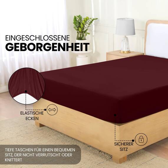 Utopia Bedding - Spannbettlaken 200x200cm - Burgunderrot - Gebürstete Polyester-Mikrofaser Spannbetttuch - 35 cm Tiefe Tasche