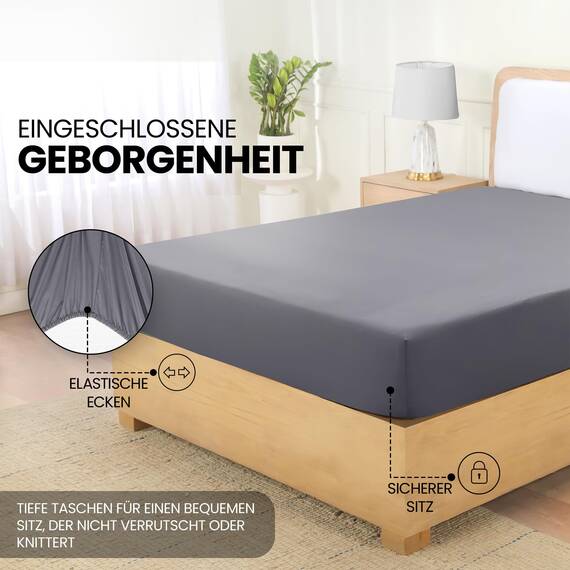 Utopia Bedding - Spannbettlaken 200x200cm - Grau - Gebürstete Polyester-Mikrofaser Spannbetttuch - 35 cm Tiefe Tasche