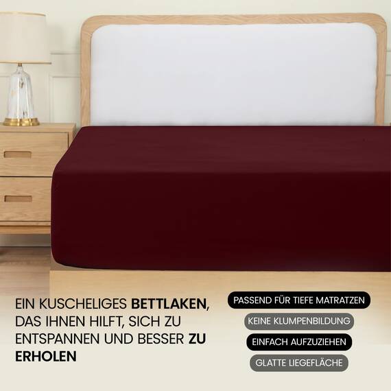 Utopia Bedding - Spannbettlaken 200x200cm - Burgunderrot - Gebürstete Polyester-Mikrofaser Spannbetttuch - 35 cm Tiefe Tasche