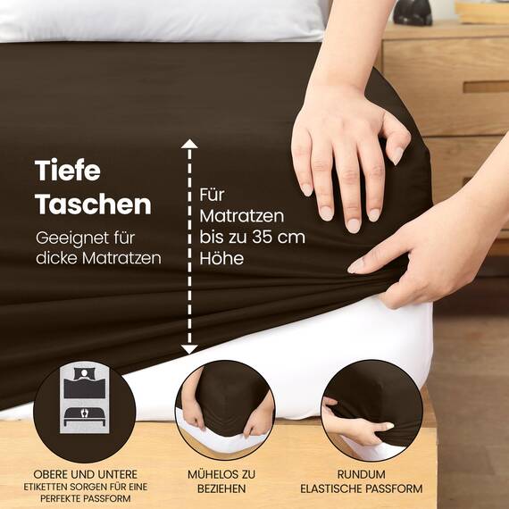 Utopia Bedding - Spannbettlaken 140x200cm - Braun - Gebürstete Polyester-Mikrofaser Spannbetttuch - 35 cm Tiefe Tasche