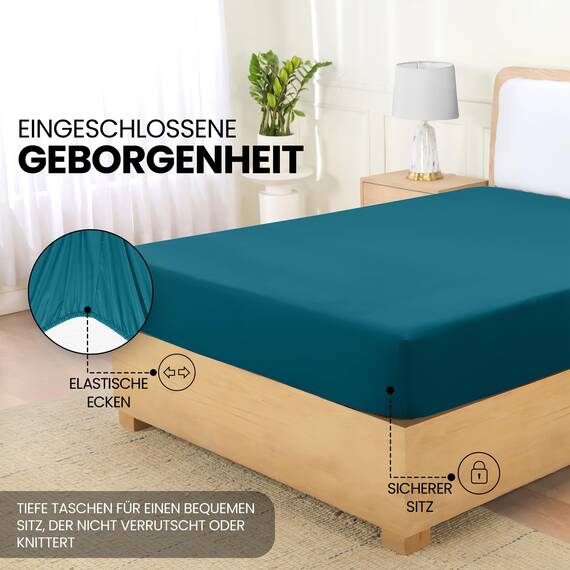 Utopia Bedding - Spannbettlaken 160x200cm - Denim Blau - Gebürstete Polyester-Mikrofaser Spannbetttuch - 35 cm Tiefe Tasche