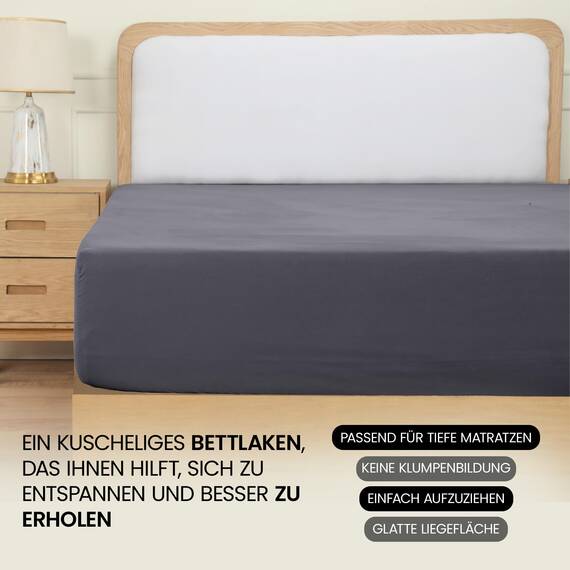 Utopia Bedding - Spannbettlaken 200x200cm - Grau - Gebürstete Polyester-Mikrofaser Spannbetttuch - 35 cm Tiefe Tasche