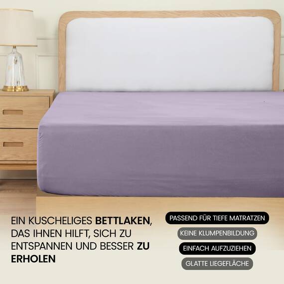 Utopia Bedding - Spannbettlaken 160x200cm - Lavendel - Oeko-Tex Zertifiziertes Gebürstete Polyester-Mikrofaser Spannbetttuch - 35 cm Tiefe Tasche