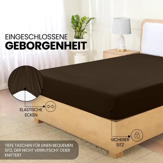 Utopia Bedding - Spannbettlaken 140x200cm - Braun - Gebürstete Polyester-Mikrofaser Spannbetttuch - 35 cm Tiefe Tasche