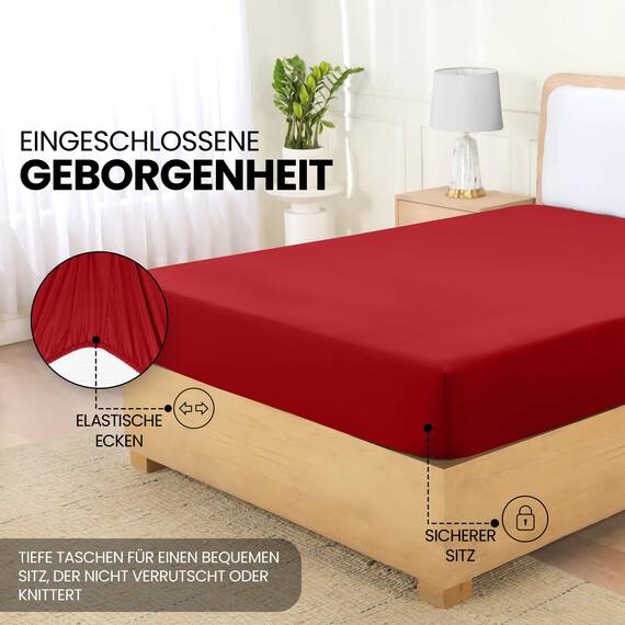 Utopia Bedding - Spannbettlaken 140x200cm - Rot - Gebürstete Polyester-Mikrofaser Spannbetttuch - 35 cm Tiefe Tasche