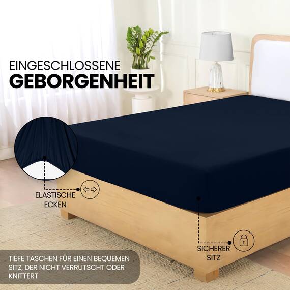 Utopia Bedding - Spannbettlaken 90x200cm - Marineblau - Gebürstete Polyester-Mikrofaser Spannbetttuch - 35 cm Tiefe Tasche