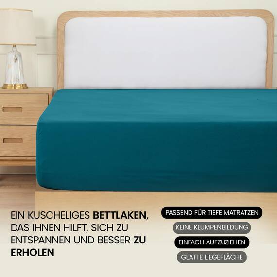 Utopia Bedding - Spannbettlaken 180x200cm - Denim Blau - Gebürstete Polyester-Mikrofaser Spannbetttuch - 35 cm Tiefe Tasche