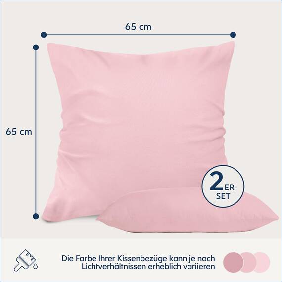 Dreamzie Kissenbezug 65x65 Rosa 2er Set Mikrofaser Oeko-TEX Zertifiziert Kopfkissenbezug 65x65 Weich