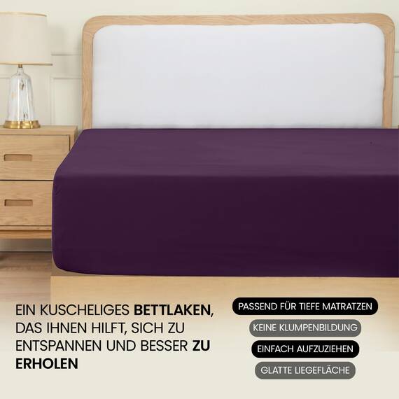 Utopia Bedding - Spannbettlaken 160x200cm - Lila - Gebürstete Polyester-Mikrofaser Spannbetttuch - 35 cm Tiefe Tasche